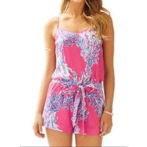 Lilly Pulitzer Dusk Romper in Capri Pink Samba Size L